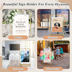 Wedding Welcome Sign Stand, Adjustable Welcome to Our Wedding Sign Holder,Heavy Duty Easel Stand for Sign, Wedding Seating Chart Stand, Easel for Display (Gold)