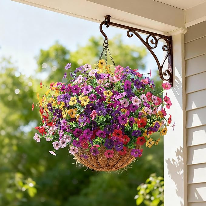 Ivydale Artificial Flowers for Outdoor 24 Bundles Fake Mums UV Resistant Silk Daisy Faux Plants for Outside Planter Home Porch Patio Window Box Decor, 6 Color Mixed