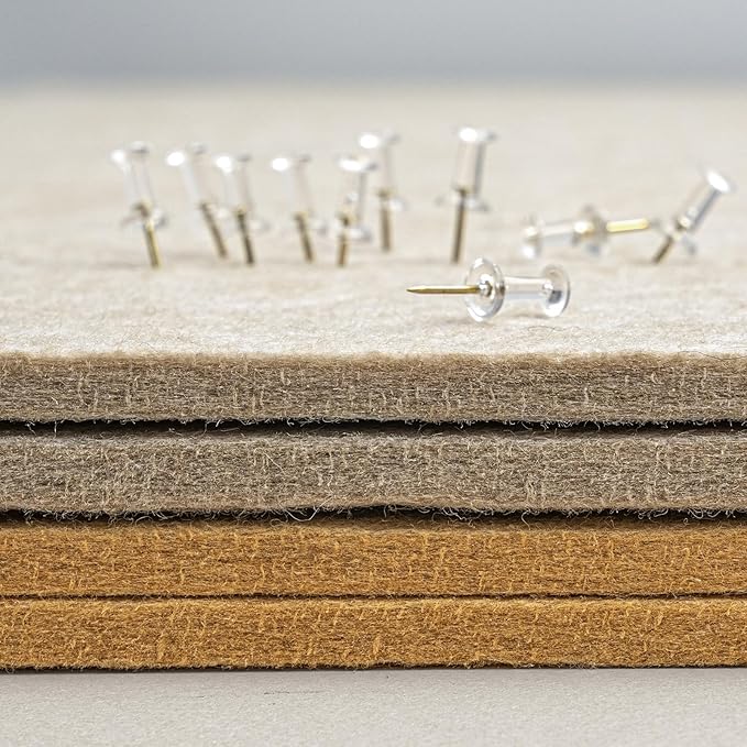 Large Bulletin Board - 48 x 36 Inches, Decorative Felt Pin Board for Wall - 4' x 3' Foldable Photo Display Board with Self-Adhesive Tape, Includes 20 Push Pins - Beige Brown