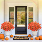 MARTINE MALL Artificial Fall Flowers for Outdoors, 12 Bundles Faux Fall Flower for Outdoor Planters, UV Resistant Fall Flowers Artificial for Outdoors Fake Autumn Petunias for Front Porch (Orange)