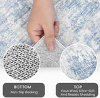IOHOUZE Abstract Runner Rug 3x20 Ft Extra Long Washable Runners for Hallways, Non Slip Kitchen Runner Printed Faux Wool Entryway Runner Indoor, Modern Floor Carpet for Hall Stair, Light Blue White