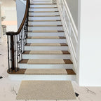 PURE ERA Bullnose Carpet Stair Treads Tape Free Non-Slip Indoor Stair Protectors Pet Friendly Stair Treads for Wooden Steps 9.5" x 30"(7 Pieces,Cream Gray Mini-Diamond Trellis)