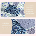Whale Flotilla Patchwork Quilt Twin Size, Soft Boho Floral Bedspreads for Bed Reversible Lightweight Twin Quilt Bedding Set Coverlets with 1 Pillow Sham for All Seasons, Paisley Flowers