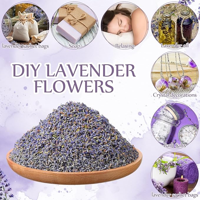 Treela 2.5 Pound Dried Lavender Bulk Dry Lavender Buds Fragrant Flower Petals for DIY Wedding Gift Crafts Home Fragrance Sachets