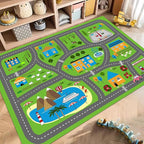 Kids Car Playmat, Kids Rug for Playroom Car Mat Town City Road Traffic Rugs, Play Mat for Floor, Extra Large Boys Kid Car Track Play Rug (Style Three, 59X 39.4 INCH)
