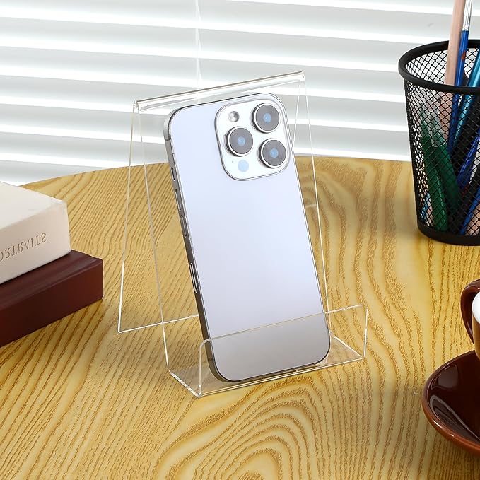 SHENLIU 12 Pack Clear Book Stand, 6x4 Inch Acrylic Easel Stand Book Display Holder, Display Stands for Album, CD, Music Sheets, Plate, Artworks, Phone, Tablet, Magazine, Postcard
