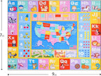 Kids Rugs for Playroom - Soft & Non-Slip 7x9 Feet Educational Rug for Learning ABC Alphabet, Numbers, Shapes & Map, Washable Classroom Rug for Toddler Nursery & Kids Room Decor