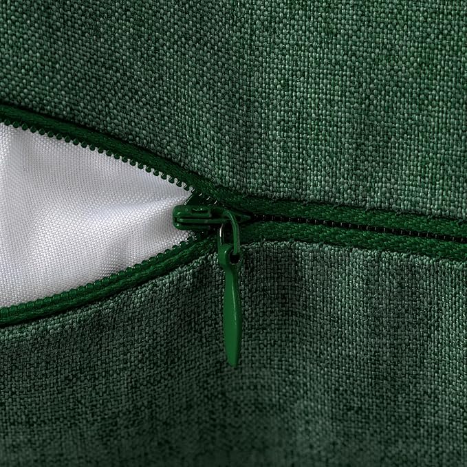 MIULEE Pack of 2 Decorative Outdoor Solid Waterproof Throw Pillow Covers Christmas Faux Linen Garden Farmhouse Cushion Cases for Patio Tent Balcony Couch Sofa 20x12 Inch Emerald Green