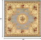 Rugs.com Chateau Collection Rug – 8 Ft Square Light Blue Medium Rug Perfect for Living Rooms, Kitchens, Entryways