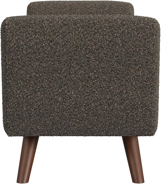HomePop Modern Storage Bench with Wood Legs |Homepop Home Décor|Bench with Storage for Living Room & Bedroom - Dark Brown Boucle
