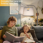 SUNMORY Floor Lamps for Living Room, 12W Bulb Included, Tall Lamp for Bedroom with Adjustable Head, Modern Standing Lamp, 0-100% Dimmable Arc Floor Lamp for Dining Room Office Nursery, Galaxy Gray