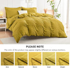 HYMOKEGE Mustard Yellow California King Comforter Set Seersucker 7 Pieces, All Season Luxury Bed in a Bag for Bedroom, Bedding Set with Comforter, Sheets, Pillowcases & Shams