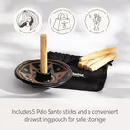 Luna Sundara Authentic Peru Pottery Palo Santo Stick Holder and Incense Holder with 5 Palo Santo Sticks Handmade Ceramic Smudge Bowl Sage Holder Apricot Gift Set