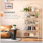 4NM No Assembly Extra Wide Folding Bookshelf for Living Room, 5 Tiers Collapsible Book Shelves Open Industrial Foldable Bookcase Storage Shelf for Home Office - Cloud Oak
