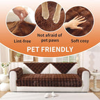 Non-Slip Couch Arm Covers,Thick Soft Recliner Arm Chair Covers Set of 2 Waterproof Armrest Covers for Sofa, Washable Faux Fur Sofa Arm Cover (Brown, 24" x 24" 2 Pack)