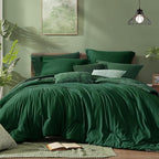 Monbix Full Size Comforter Set, Emerald Green Bedding Comforter for Full Size Bed Set Reversible, Bedding Sets Full 7 Pieces, Cationic Dyeing Bed in a Bag with Comforter, Sheets, Pillowcases & Shams
