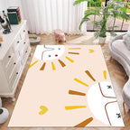 Children's Rug Living Room Plush Area Rugs Educational Rugs Soft Washable Non-Slip Rugs Simple Cute Sun and Love Prints Kids Room Nursery Decor Pink Rug 3x4ft