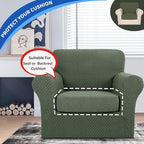 YEMYHOM Stretch Individual Cushion Covers Sofa Chair Seat Cushion Slipcovers Soft Couch Cover Replacement Large Checkered Furniture Protector with Elastic Bottom (1 Pc Cushion Cover, Army Green)