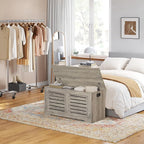 DINZI LVJ Storage Chest, Flip-Top Wooden Toy Box with 2 Safety Hinges, Retro Entryway Shoe Bench, Sturdy Large Storage Trunk for Living Room, Bedroom, Toddler Room, Easy Assembly, Gray Wash