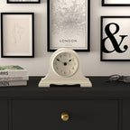 JONES CLOCKS® Speakeasy Mantel Clock | Classic Napoleon’s hat Design | Pale Cream | Contemporary Classic Style for Desk, Table, Shelf or Bedside