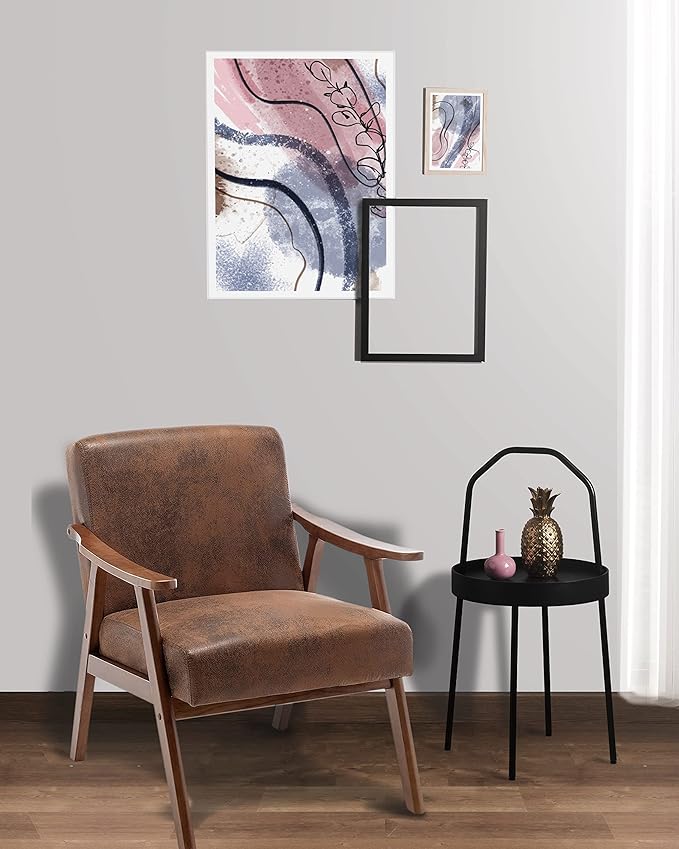 Accent Chair with Microfiber Upholstery and Solid Wood Frame, Classic Mid-Century Modern Living Room Furniture for Extra Seating, Brown