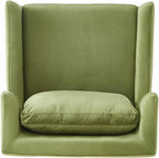 Merax Luxury Velvet Accent Chair, Modern Mid-Century Armchair for Living Room, Bedroom Reading Corner, Comfortable Tufted Single Seater Sofa Chair with Iron Legs (Green)