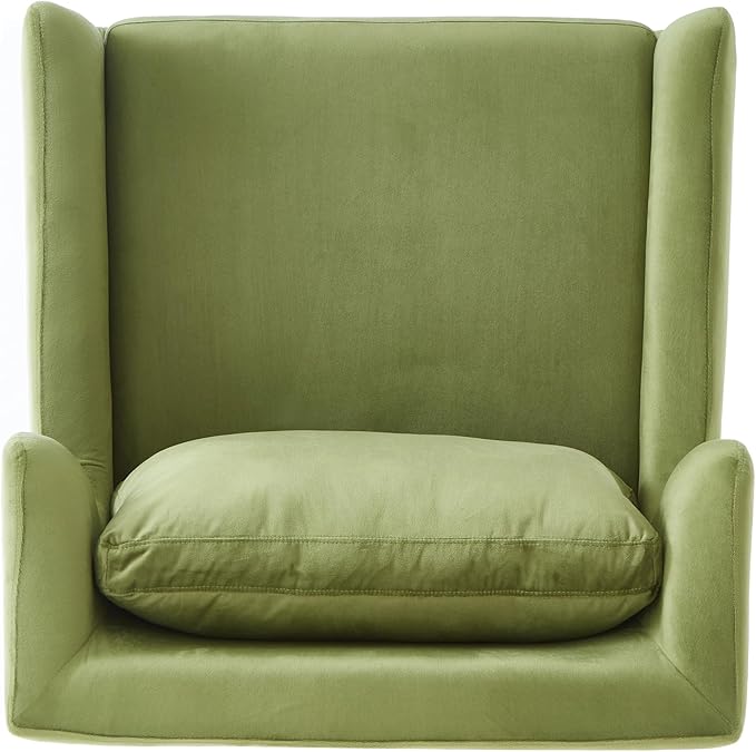 Merax Luxury Velvet Accent Chair, Modern Mid-Century Armchair for Living Room, Bedroom Reading Corner, Comfortable Tufted Single Seater Sofa Chair with Iron Legs (Green)
