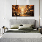 Large Wall Art for Living Room Bedroom Office Gold Forest Artwork Sunrise Landscape Nature Pictures Modern Wall Art Framed Canvas Prints 24x48 Inch
