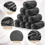 Tinideya 12 Pcs Flannel Fleece Throw Blanket Bulk 50 x 60 Inch Soft Fleece Blanket Warm Throw Blanket Coral Blankets for Couch Sofa Home Wedding Gifts Season (Dark Gray)