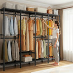 Raybee Clothes Rack for Hanging Clothes,Clothing Rack with Shelves,Portable Closet,Adjustable,76" W x 77" H x 18" D,Max Load 1150lbs,Black