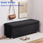 BRIAN & DANY 43 Inches Folding Storage Ottoman Bench, Ottoman with Storage Bench for Bedroom, Living Room, Entryway, Foot Rest with Legs, Black