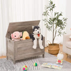 HOOBRO Toy Box, Retro Wooden Look Storage Chest with Safety Hinge, Entryway Storage Bench Supports 220 lb, 29.9 x 15.7 x 18.9 Inches Toy Chest Organizer, Easy Assembly (Greige) BG75CW01G1