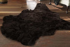 Silky Soft Faux Fur Rug, 5 ft. x 7 ft. Brown Fluffy Rug, Made in France, Sheepskin Area Rug, Shaggy Rug for Living Room, Bedroom, Kid's Room, or Nursery, Home Décor Accent with with Non-Slip Backing