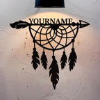 Personalized Dream Catcher Metal Wall Art - Custom Name Iron Sign for Home Decor, 8-30 Inch Black (Style F)