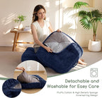 6" Washable Floor Pillow Cushion for Adults, Meditation Cushion Pillow, Removable Tufted Blended Corduroy Cover, Large Square Floor Sitting for Tatami Living Room or Yoga, 22x22 Inch, Machine Washable