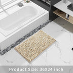 Yimobra Bath Mats for Bathroom Non Slip, 36x24, Extra Soft Chenille Bathroom Rugs, Luxury Fluffy Long Matts for Tub, Plush Shaggy Carpet, Water Absorb, Machine Washable, Beige & Light Coffee