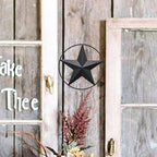 JoyEvy 9.5" Black Barn Star Wall Decor, Metal Stars for Outside or Inside of House, Iron Texas Stars Rustic Vintage Western Country Home Farmhouse Wall Art Decorations