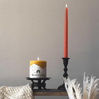 Bluecorn Beeswax Taper Candles, 100% Pure Natural Bees Wax, 12 Inch Pair, Orange Candlesticks, Unscented, Clean Burning & Dripless, Long Lasting, Thanksgiving & Christmas Decor, American Made, 1 Count