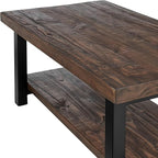 Alaterre Furniture Pomona Rustic Coffee Table with Storage Shelf - 42-Inch Industrial Modern Metal and Solid Wood Living Room Table - Easy Assembly Farmhouse Living Room Furniture (Rustic Natural)