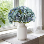 Kimura's Cabin 6pcs Fake Blue Flowers Artificial Silk Hydrangea Flowers Bouquets Faux Hydrangea with Stems for Farmhouse Home Table Centerpieces Wedding Party Decoration(Blue, Pack of 6)
