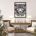 yumcake Metal Leopard Head Wall Art, Leopard Metal Wall Art Decor, Safari Animal Sculpture for Living Room, Unique Gift for Animal Lovers (Black, 31 x 24 inches / 80 x 60 cm, metal wall art)