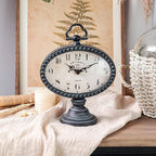 NIKKY HOME Vintage Table Clock with Beads, Shelf Desk Top Clock Battery Operated Rustic Design, Chic Home Decor for Fireplace Mantel, Desktop, Countertop, Antique Turquoise