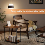 WOHOMO Coffee Table, Mid Century Modern Coffee Table for Living Room Rustic Farmhouse Center Table 2 in 1 Detachable Nesting Table Set, Brown
