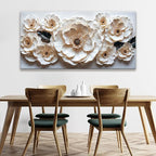 Floral Wall Art For Living Room Modern White Wall Decor Prints Artwork Canvas Art Wall Decor Painting White Flower Wall Art Picture For Bedroom Apartment Home Artwork 24 X 48 Inch