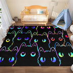 Black Cat Rug for Bedroom, Kids Cat Carpet for Girls Room Decor, Funny Cats Rugs Room Decor Playroom Cute Cats Themed Kids Area Rug Washable Non Slip Childrens Bedroom Mat 4x5 Feet