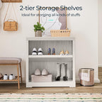 LINSY HOME 2-Tier Bookcase and Bookshelf, Small Wood Display Storage Shelves Farmhouse Bookshelf for Home Office, Living Room, Bed Room - White Oak