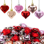 Iceyyyy 60Pcs Valentine's Day Heart Ornaments-Valentine's Mother's Day Heart Baubles Shaped Hanging Ornaments Decoration for Valentine Tree Wedding Anniversary Party