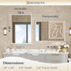 Keonjinn White Bathroom Vanity Mirrors 24 x 36 Inch, Metal Framed Bathroom Mirror for Over Sink, Rectangular Wall Mirrors Square Corner, Matte White Farmhouse Rectangle Mirrors(Horizontal/Vertical)