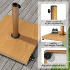 Patio Umbrella Base 43lbs Outdoor Umbrella Stand with Wheels, Heavy Duty Square Concrete Stand Market Umbrella, Teak