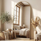 Antok Full Length Mirror, 76"x34" Floor Mirror, Arched Floor Standing Freestanding Arch Full Body Mirrors with Stand for Bedroom, Hanging Mounted for Living Room Cloakroom,Gold
